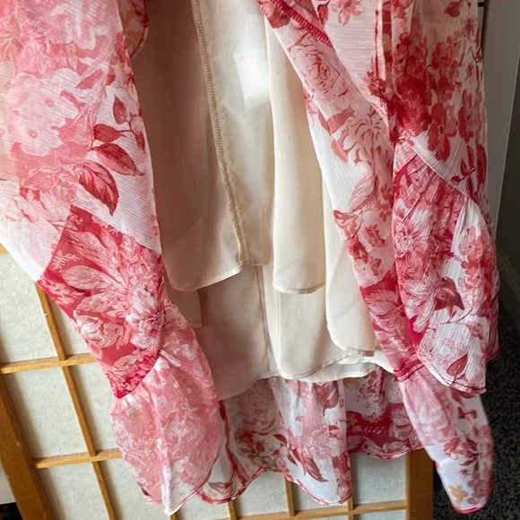 Zara Floral Red Patchwork Sheer Midi Sleeveless Dress M - Picture 12 of 16